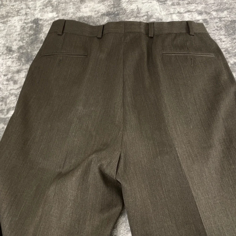 Brooks Brothers Mens 35x32 Madison Fit Wool Dress Pants Brown Weave Trousers